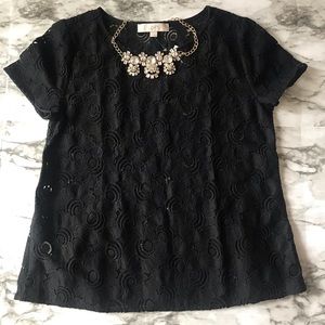 Anne Taylor Loft Black Crochet Top